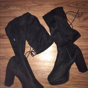 black knee high suede boots!